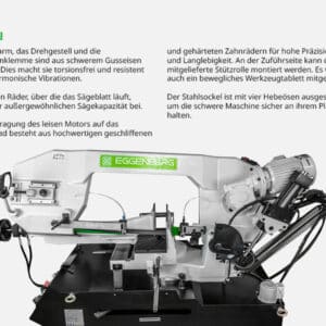 Eggenberg Metallbandsäge Hydraulisch Halbautomatisch EBS3770-A - 355 mm 400V – Bild 17