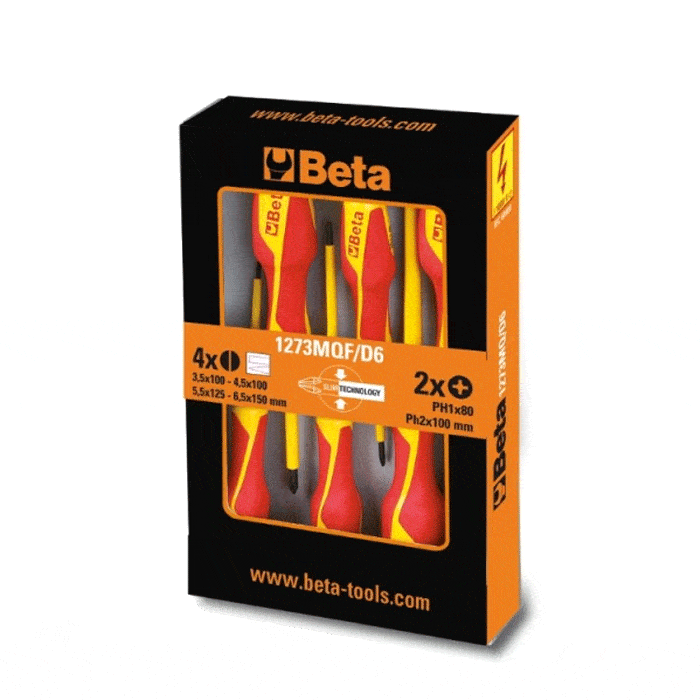 Beta 1273MQF/D6 Dünner schraubendrehersatz 6-tlg