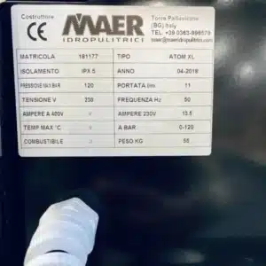 MAER Atom XL 120/11 Kaltwasser-Hochdruckreiniger 230V