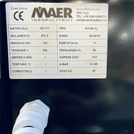 MAER Atom XL 120/11 Kaltwasser-Hochdruckreiniger 230V