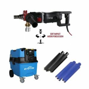 BYCON DB-162 Trockenbohrmaschine 2200W mit Bau-Staubsauger AVC38-HEPA + 4x Trockenbohrkrone Ø82 mm