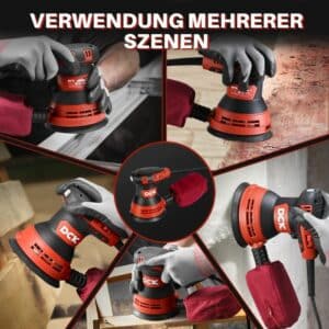 Der DCK Tools KSA125 Exzenterschleifer ist ideal für eine glatte und effiziente Bearbeitung verschiedener Oberflächen. Mit einem leistungsstarken Motor, variablen Geschwindigkeiten und einem ergonomischen Design ist dieser Schleifer sowohl für Profis als auch für Heimwerker geeignet. 8