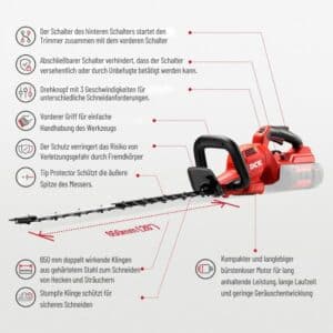 DCK Tools 58V Finish-Set – Akku-Laubbläser + Heckenschere mit zusätzlichem 5.0Ah Akku – Bild 8