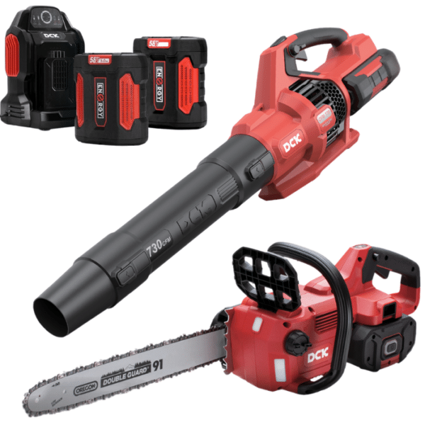 DCK Tools 58V Gelände-Set – Laubbläser + Kettensäge
