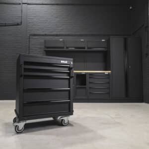 Pillar Werkstatteinrichtung Modular – Hartholz-Arbeitsplatte – Tiefe 61,5 cm – Midnight Black Design – Bild 10