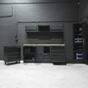 Pillar Werkstatteinrichtung Modular – Hartholz-Arbeitsplatte – Tiefe 61,5 cm – Midnight Black Design – Bild 12