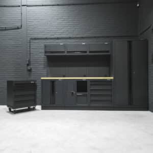 Pillar Werkstatteinrichtung Modular – Hartholz-Arbeitsplatte – Tiefe 61,5 cm – Midnight Black Design – Bild 11