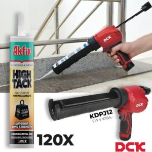 AKFIX AKTIONSSET Hightack schwarz 120x + 1x DCK Akku-Kartuschenpistole 12V – Komplettes Klebeset für Profis