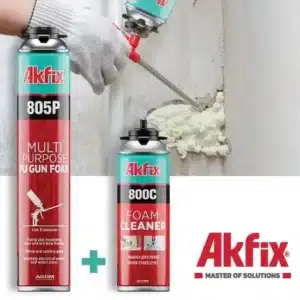 AKFIX SET 805P MULTI GUNFOAM PU-Schaum 12x + 800C Foamcleaner 1x – PU-Schaum-Set für Montage und Reinigung