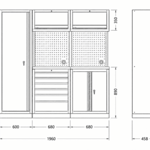 Pillar modulare Werkstatteinrichtung mit Hochschrank und Edelstahl-Arbeitsplatte – Bild 15